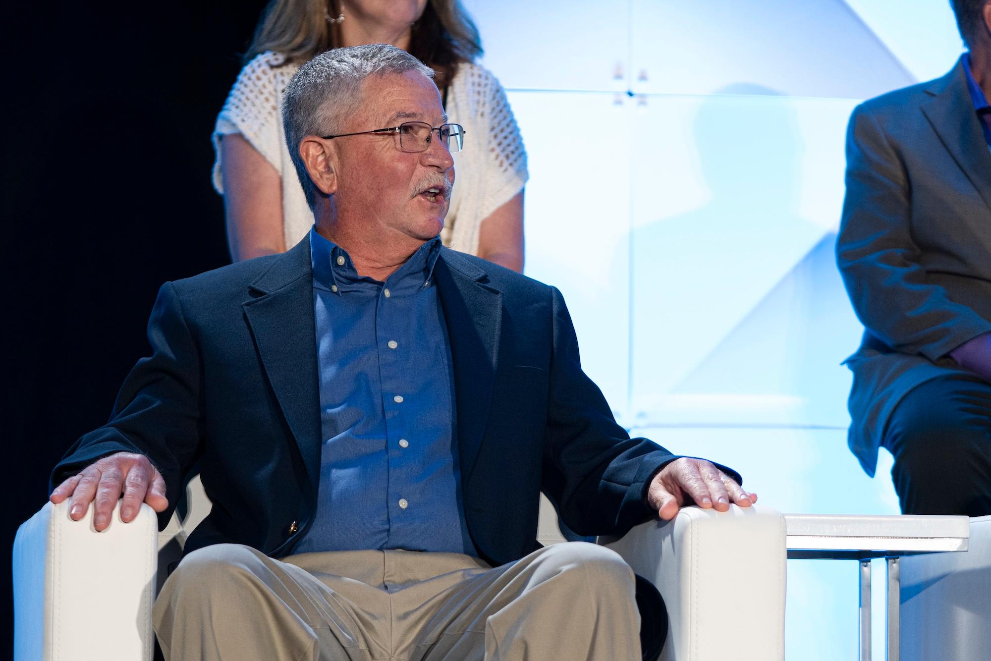Beacon Award honoree speaks on stage.
